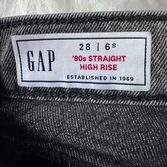 Gap Size 6S 90’s High Rise Straight Denim in Washed Black - Picture 4 of 10